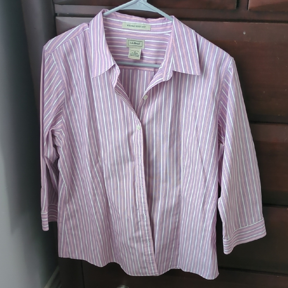 Pink and White Striped Button-Up Shirt